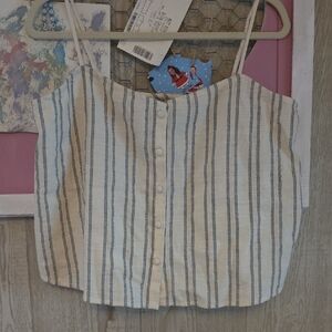 Z Supply Striped Tank Top - Cream and Blue